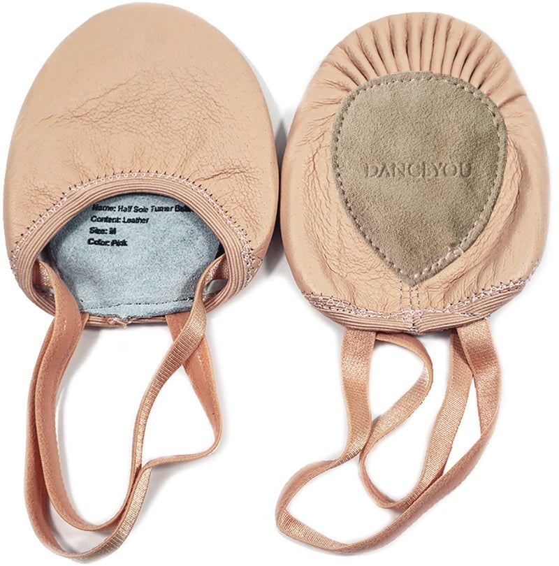 DANCE YOU DANCEYOU Pirouette Lyrical Leather Half Sole Ballet Jazz Contemporary Practice Turning Dance Shoes Girls Women Boy Men, Pink, S - Image 1